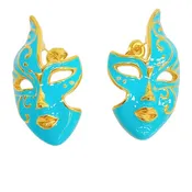 14K Gold Plated Harleqin Mask Earrings