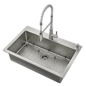 33" X 22" Stainless Steel 18 Gauge Single Bowl Dualmount Sink and Faucet Combination