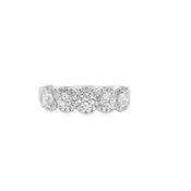 14K White Gold 1.10ctw Diamond Anniversary Band - Five Stone with Halo Design