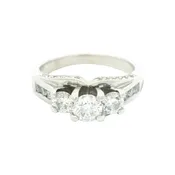 14K White Gold 1ctw Diamond Trio Engagement Ring