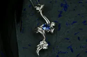 14k white gold Crescita Sapphire Pendant - One of A Kind designed by Stark Jewelers — Stark Jewelers