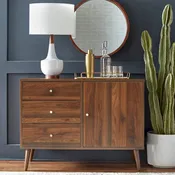 3-Drawer Mid-Century Buffet - Wood Finish