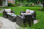 Alfresco Home Baily All Weather Wicker 4 Piece Love Seat Set with Sunbrella Cushions