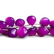 10-13mm Purple Chalcedony Plain Hearts 8 inch 15 beads