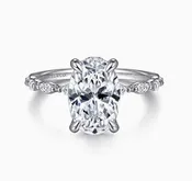 14K White Gold Oval Hidden Halo Diamond Engagement Ring