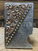 3D D250016197 Mens Pearl Copper Scrolling Smart Wallet Multi Silver
