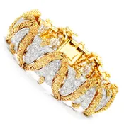 9.00ctw Round Diamond Link Bracelet 18K White & Yellow Gold 6.25"