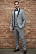 2 Button Shawl Lapel Silver Slim Fit Suit FF2SSX+V-1230