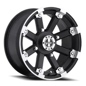 12x7 Vision 393 Lockout Matte Black Machined Lip Wheel 4x110 ET3 CB86