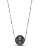 14KW 9MM Black Tahitian Floating Pearl Necklace