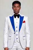 Acanthus Floral Royal Blue &amp; White Tuxedo – 3 Piece