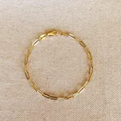 18k Gold Filled Short Link Paperclip Bracelet: 6 inches with extender
