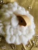 Little Sheep Ornament - Wool and Wood.