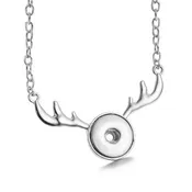 16" Silver Deer Antler Snap Jewelry Necklace fits 18/20MM Snaps