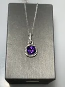 10 Karat White Gold Asher Cut Amethyst Necklace