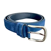 Ago Men’s Blue Suede Italian Leather Belt