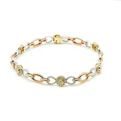 14K Tri-Color Gold Infinity Link Diamond Bracelet