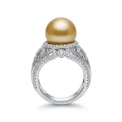 11mm Yellow South Sea Pearl And 1.50 Carat Diamond 18kt Ring