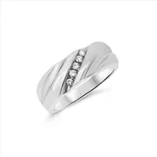 14K white gold five diamond Men's band