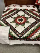 Christmas Star N Common Mennonite Quilt with Evergreen & Poinsettia Fabrics