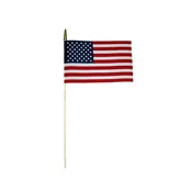 12 Pack 8 in. X 12 in. Cotton Muslin U.S. Flag Mounted on 5/16 in. X 24 in. Natural Wood with Gold Spear Tip