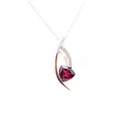 Rhodolite 1.95ct 14k white gold with diamond melee pendant