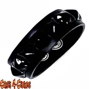 1 ROW BLACK PYRAMID BRACLET 100% LEATHER (BC194-BS)