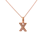 0.04ct Pink Diamond Round 14K Rose Gold Necklace Length 18