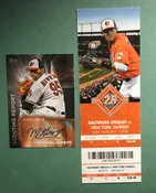 AARON JUDGE H.R. #5 Ticket w/ pitcher Autographed  card