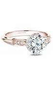 14K Rose Gold and 14K White Gold Vintage Sidestone Round Engagement Ring
