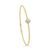 14k Diamond Clover Design Flexible Bangle