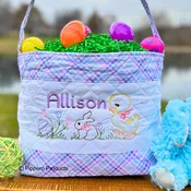 Personalized Embroidered Girl's Easter Egg Candy Basket with Quilted Egg Bunny Chick design