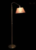 Adjustable Brass Bridge Lamp with white mica round shade