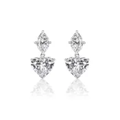 Famille Collection Marquise and Heart-Shaped Diamond Double Drop Earrings