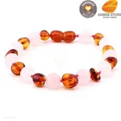 Amber Stone Baltic Amber & Rose Quartz Bracelet 162