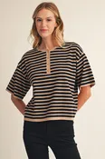 Ada Striped Sweater, Black