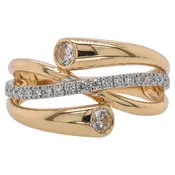 14K Two-Tone Gold Diamond Crossover Band | 0.33 CTW