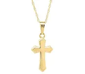 14k Gold Children's Beaded Edge Cross
