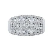 14k White Gold 7 Row Diamond Wedding Ring 1.47ctw G SI1 Size 6