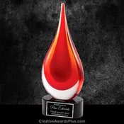 2 Tone Red Drop Art Glass