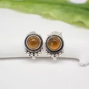 Amber Sterling Silver Stud Earrings