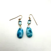 Earrings Larimar and Blue Topaz  Drops 14k  #82392 — Everett Designs