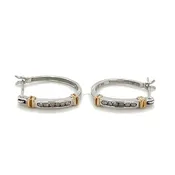 10K Two-Tone Gold Diamond Earrings; 0.12CTW; 2g