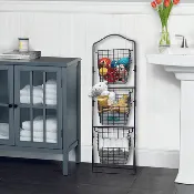 3 Tiered Standing Storage Rack with Market Baskets
