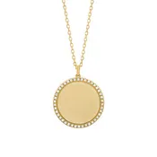 14K Gold Diamond Disc Pendant