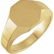14K Gold 12.4x12.1 mm Men's Octagon Signet Ring