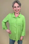 3/4 Sleeve Pearl Button Down w/Collar