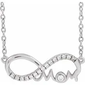 14K White Gold .08 CTW Lab-Grown Diamond Infinity-Inspired Mom 18" Necklace