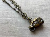 122 Antique Bronze Match Safe (Elephant) on mixed antique, vintage and reclaimed chain mix