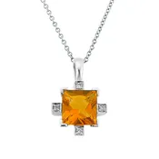 14K White Gold Diamond and Citrine Pendant Chain (1.39 ct. tw.)